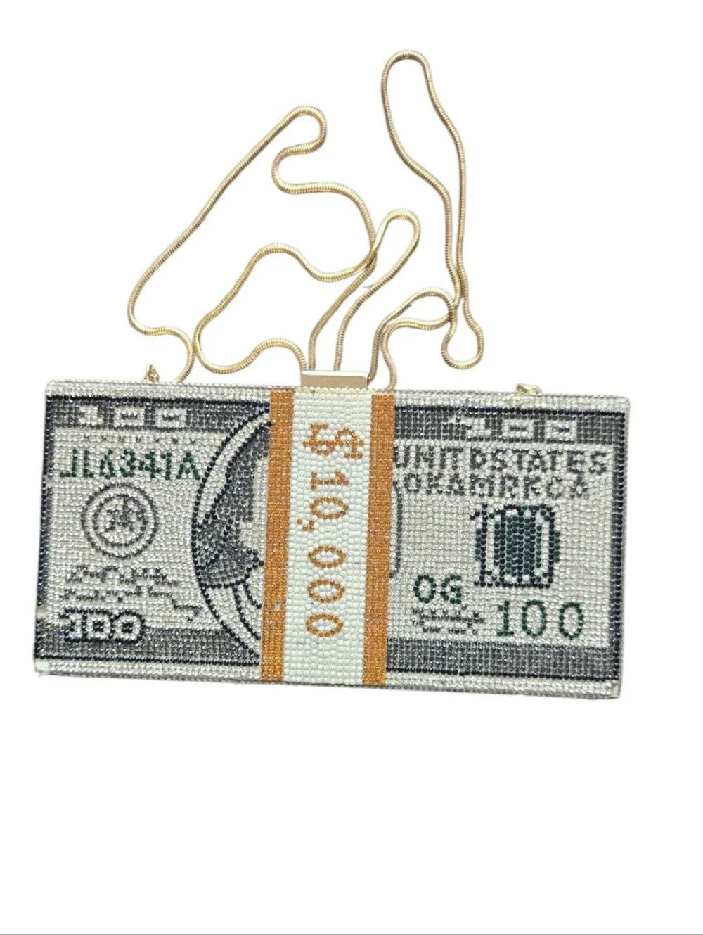 Sparkling Rhinestone $10k Money Stack Clutch Purse